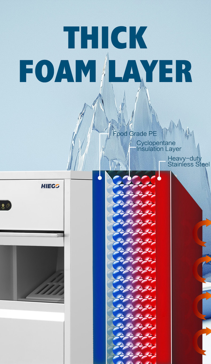 Máquina de Gelo para Cozinha 50kg Comercial Portátil Pellet Ice Machine R134a 4