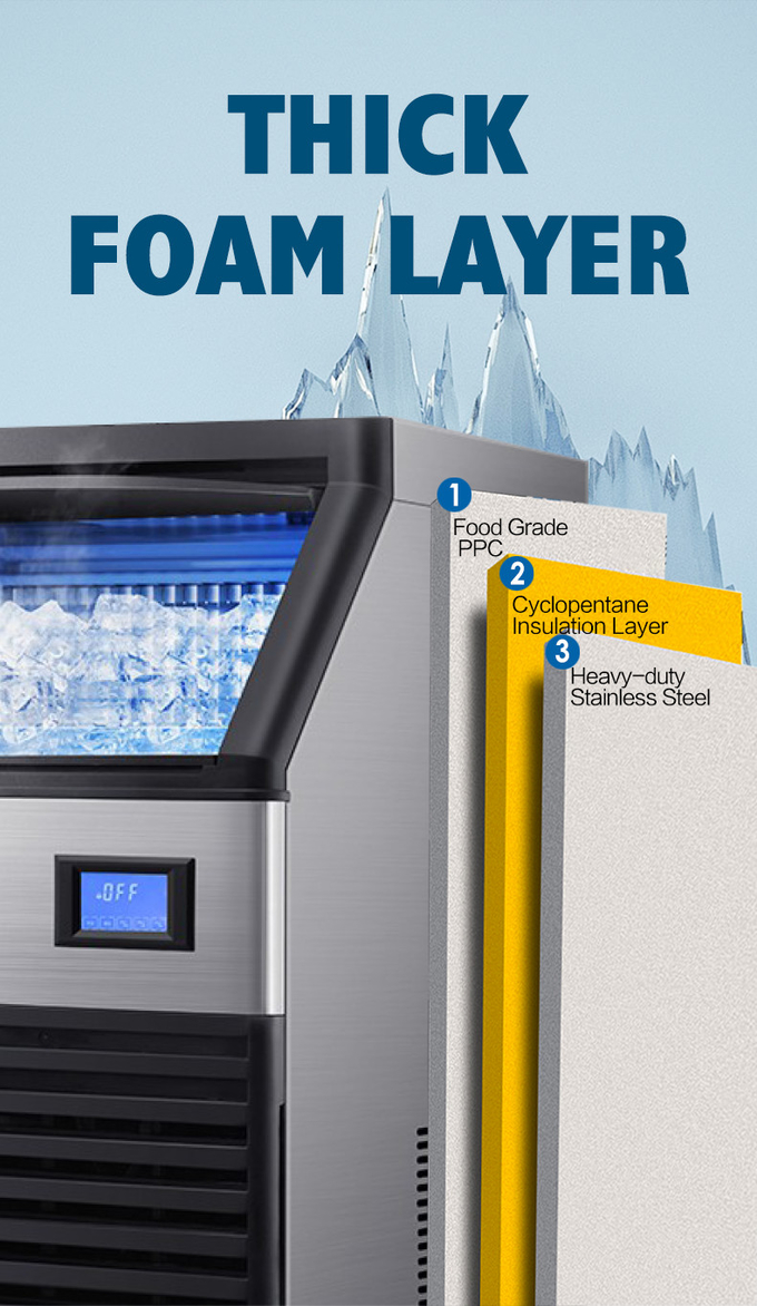 Máquina automática de bloco de gelo em aço inoxidável ABS para loja de bebidas 3