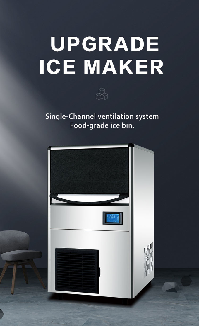 Máquina de fazer gelo comercial 60kg/24h Mini máquina de fazer gelo para cafeteria em casa 0