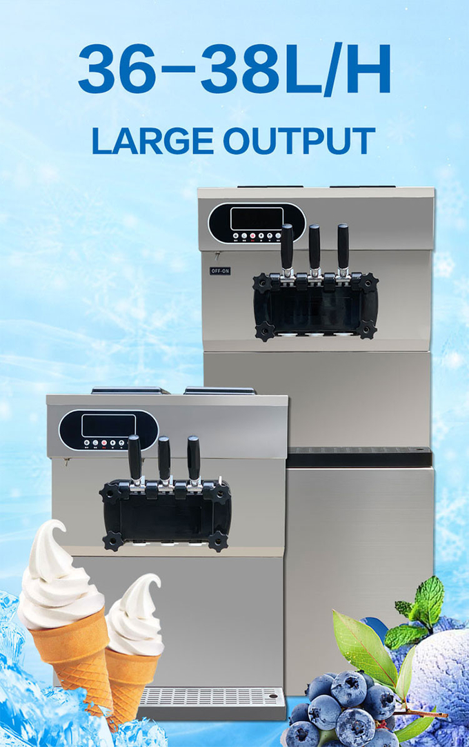 Máquina de sorvete de mesa comercial 36-38l 3 sabores Máquina de creme congelado comercial 3 sabores 1